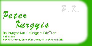 peter kurgyis business card